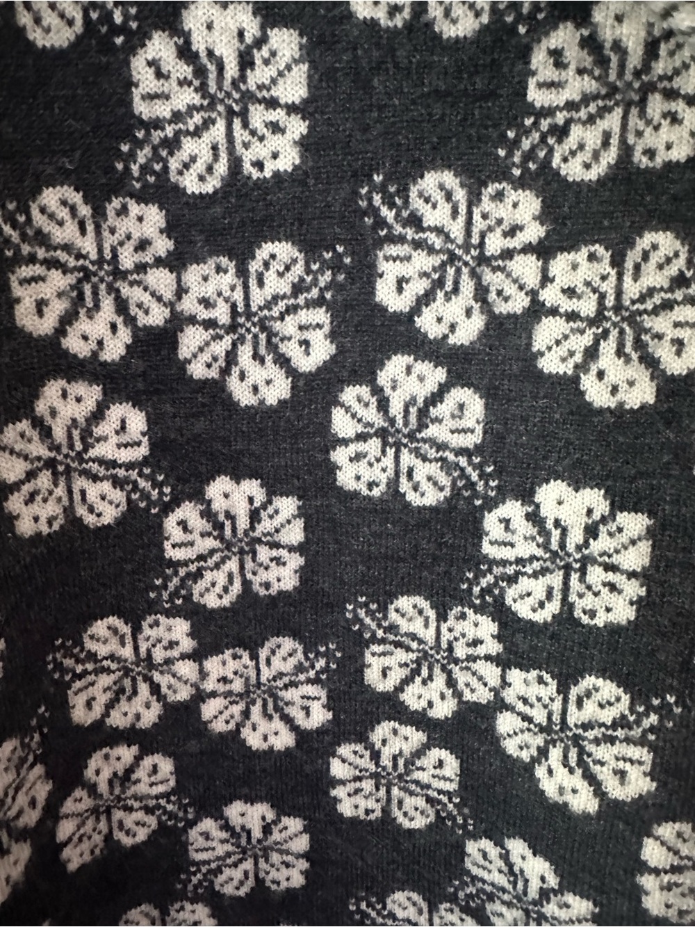 Neve Designs Charcoal Black White Merino Wool Floral Full Zip Hoodie L - Picture 3 of 10